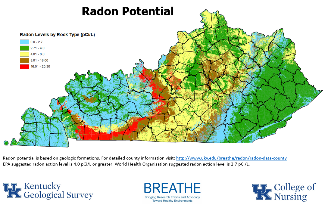 Kentucky indoor radon potential map