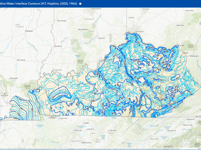 Preview of Fresh-Saline Water Interface Contours (H.T. Hopkins, USGS, 1966)