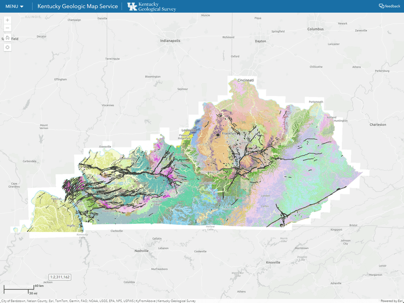 Preview of Kentucky Geologic Map Service