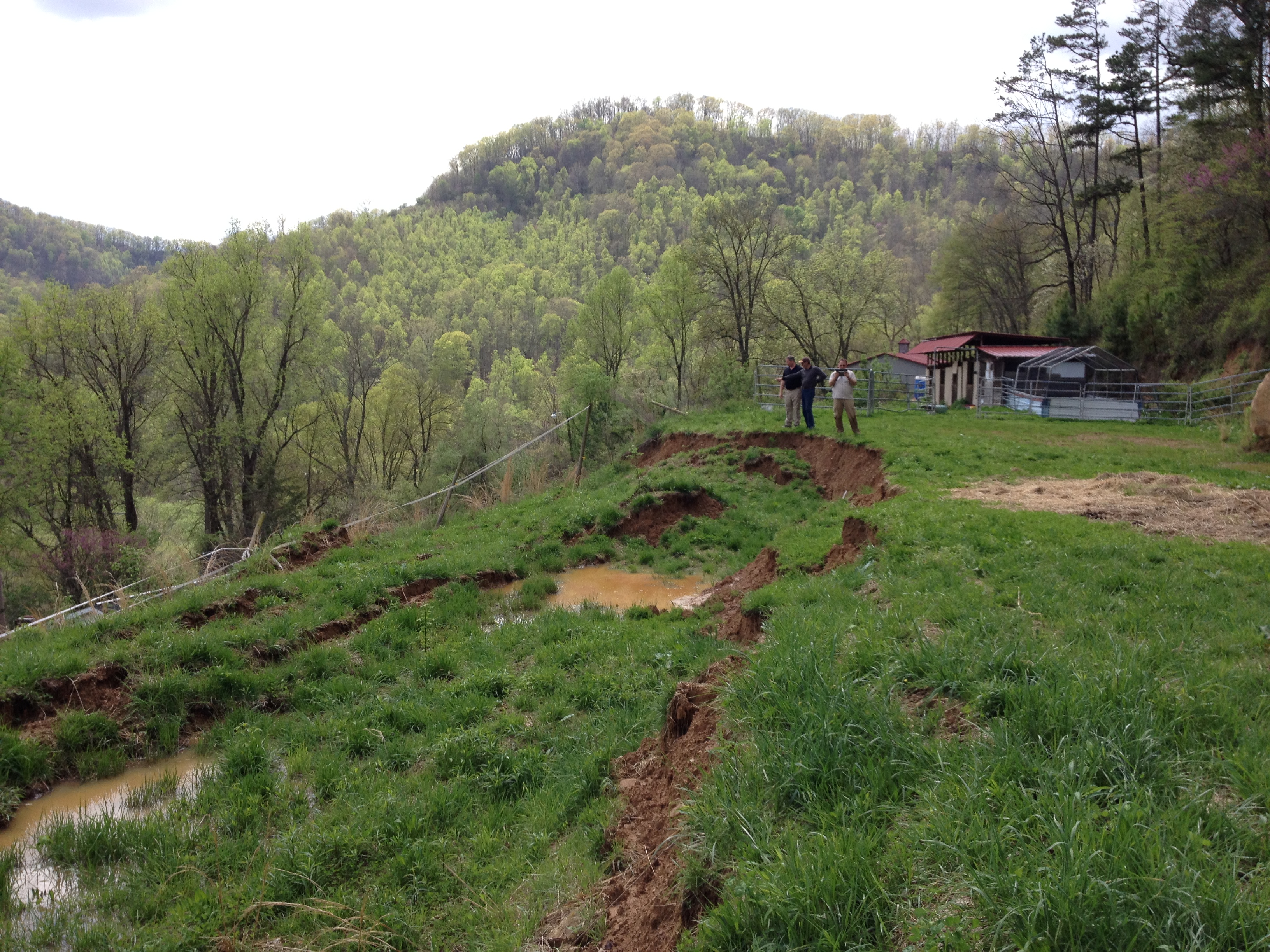 Landslide affecting residences and property in Floyd County. Photo by Matt Crawford.