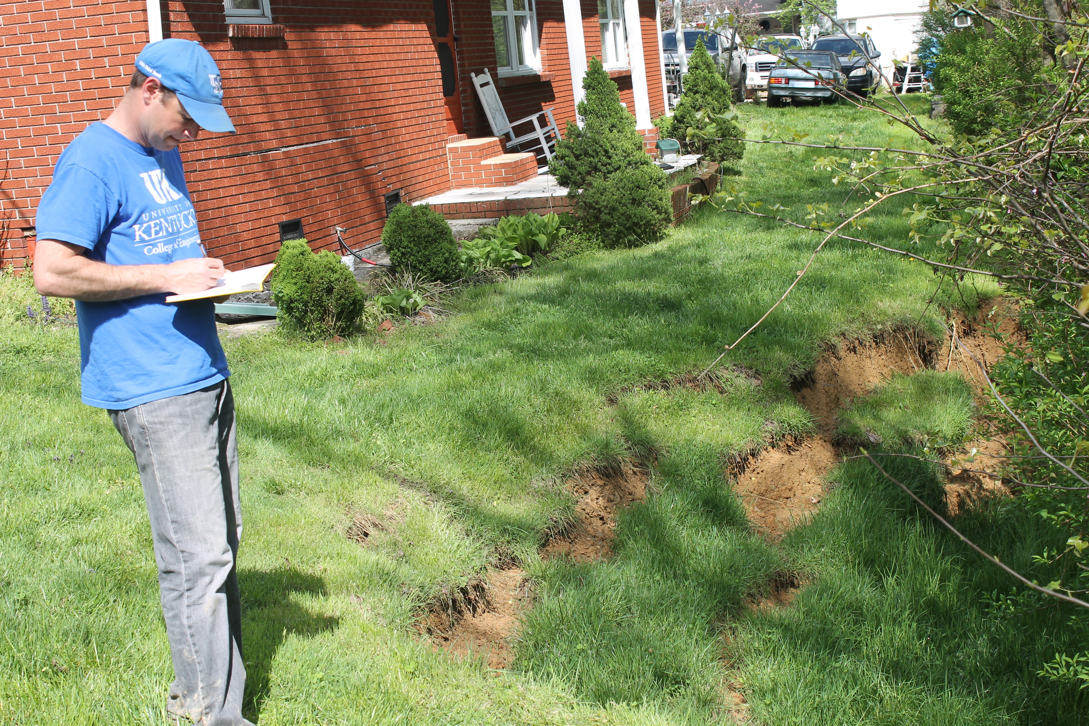 Landslide impact on residential property in Floyd County. Photo by Mike Ellis.